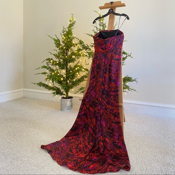 Worn once silk Carmen Marc Valvo pattern dress - Picture 5 of 9